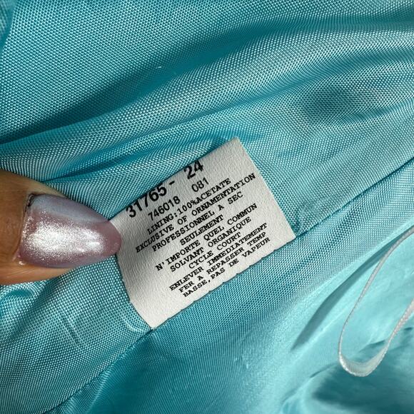 Vintage Gunne Sax Jessica McClintock Satin Babydoll Dress Sz 7 Blue Y2K Prom - Picture 14 of 14